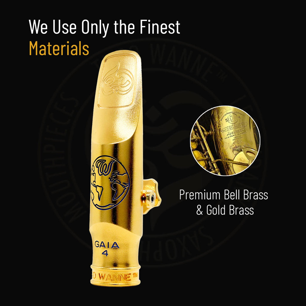 Theo Wanne Vintage Gaia 4 Tenor Saxophone Mouthpiece - Roll-Over Shark Gill Baffle - Huge, Warm and Free Sound – Large Stadium Chamber - Includes Reed Replacer Cap