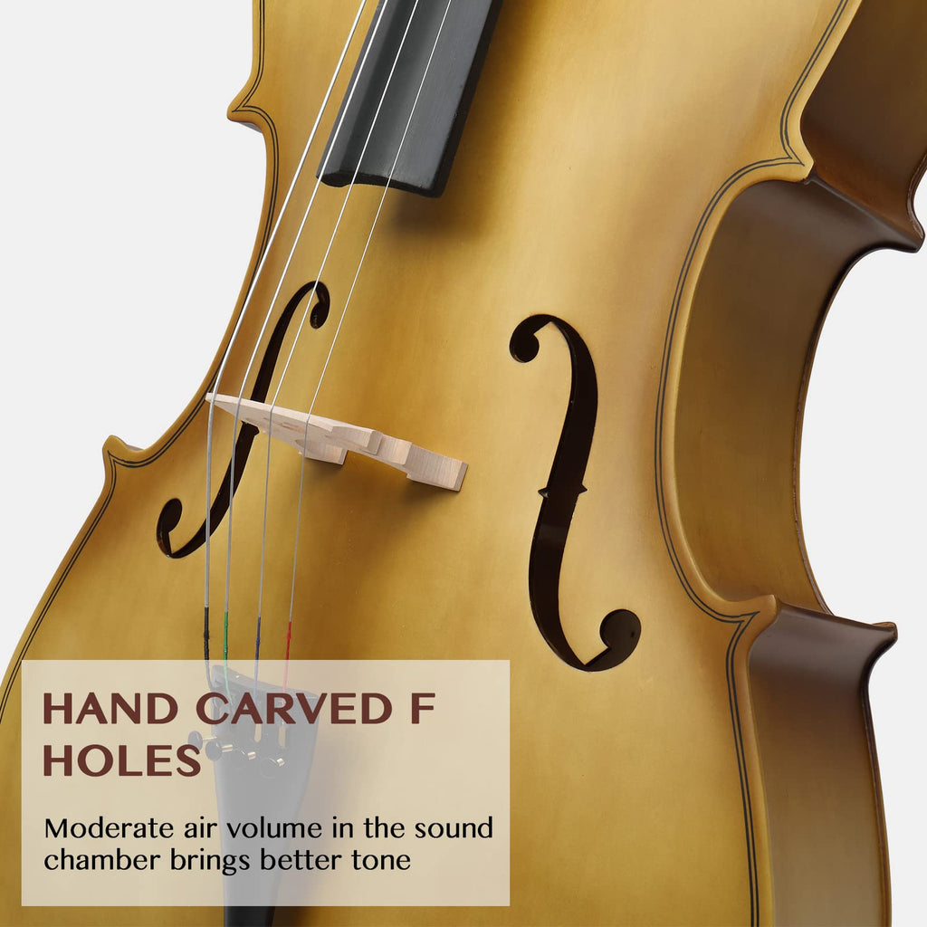 Ktaxon Full-Size Cello, Beginner Cello 4/4, Acoustic Cello Set with Portable Bag, Bow, Rosin, Bridge, Adults & Kids String Musical Instruments(White)