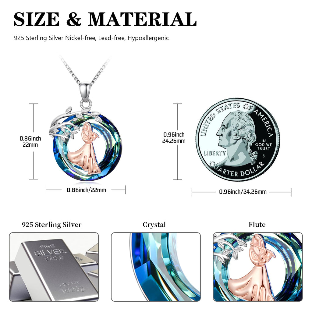 Sport/Music Necklace for Women 925 Sterling Silver Crystal Pendant Tree of Life Jewelry Gifts for Sport Players