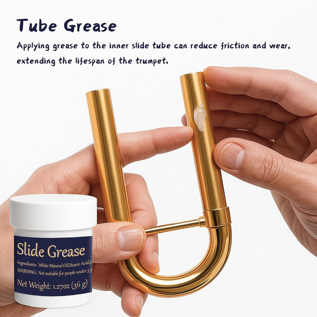 Trumpet Cleaning Kit, Clean and Care Horn, Trumpet Valve Oil Kit with Valve Oil, Slide Grease, Cork Grease, Cleaning Cloth, Mouthpiece/Valve/Bore Brushes, Polishing Cloth