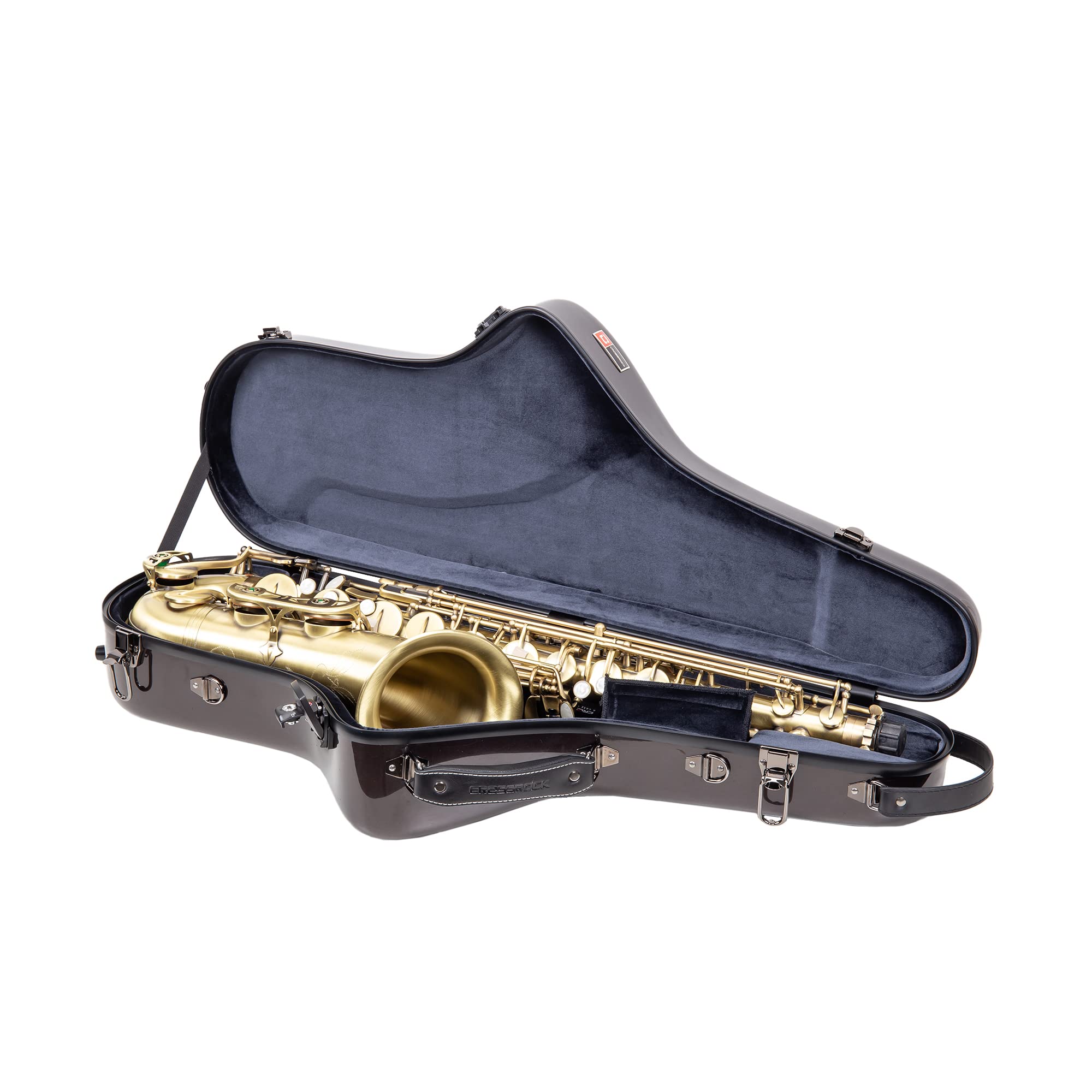 Crossrock Pro-Grade Straight Soprano Saxophone Case | Crimson Red Gloss, TSA Lock, Elite Protection, Detachable Backpack Straps, Accessory Pocket for Professional Musicians