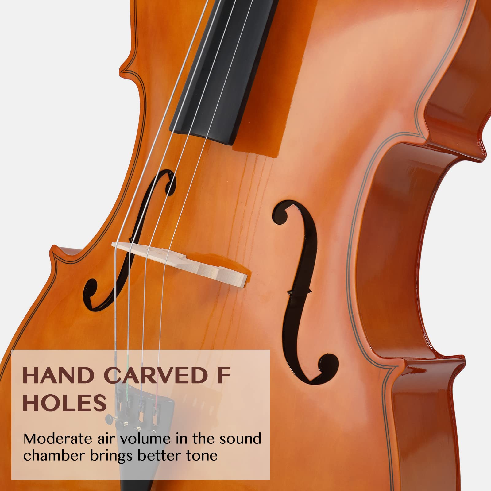 Ktaxon Full-Size Cello, Beginner Cello 4/4, Acoustic Cello Set with Portable Bag, Bow, Rosin, Bridge, Adults & Kids String Musical Instruments(White)