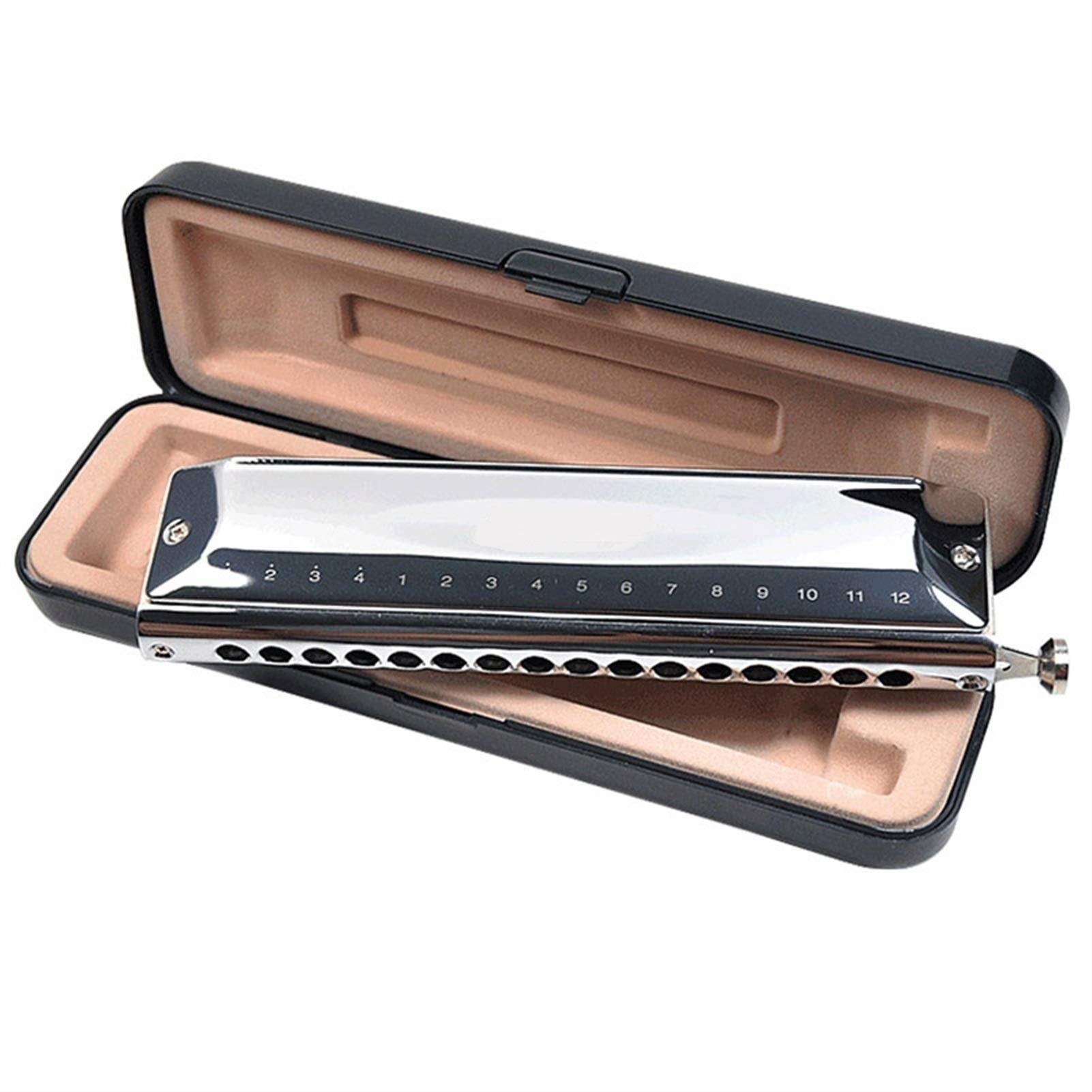 Chromatic Harmonica 16 Holes 64 Tone Mouth Organ Instrumentos Key C Professional Musical Instruments Harp(Silver ABS Comb K Db)