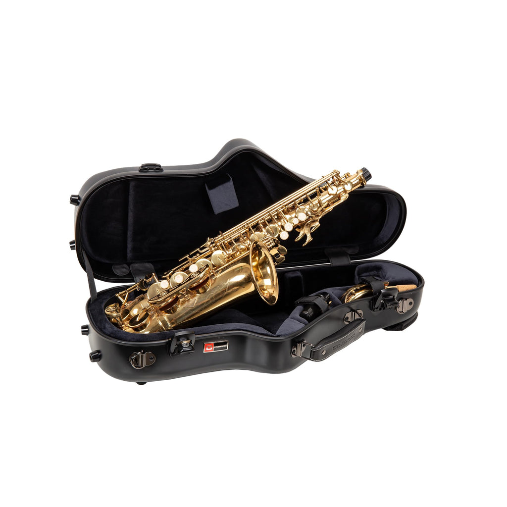 Crossrock Low A Baritone Saxophone Case with Wheels | Polycarbonate Hard Shell, TSA Lock, Anti-Scratch Finish, Neck & Mouthpiece Storage–Black (CRF4050BSBK)