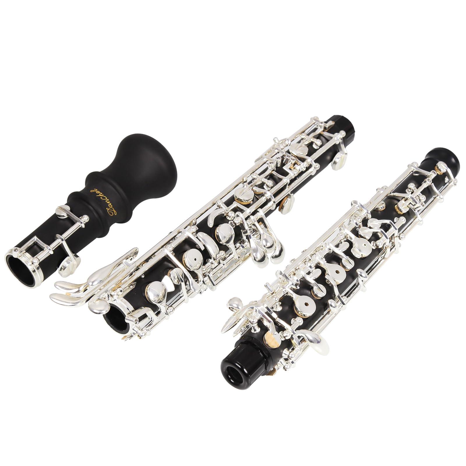 Oboe Professional Performance Level Redwood Body Silver Plated Semi Automatic C Tone with Reeds, Cleaning Cloth, Oboe Swab, Powder Paper, Absorbing Paper, Thumb Rest, Screwdriver, Gloves, Case