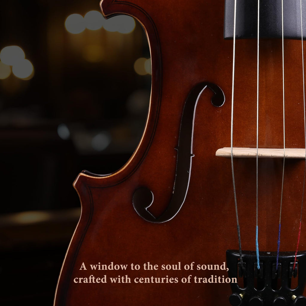 Allset Violin Fiddle Set: 4/4 Polished Violin Kit for Beginners, Acoustic Violin with Hard Case, Solidwood Handmade Starter Kit with Bow, Rosin, Shoulder Rest, Tuner, Strings-Burgundy (yellow, Full)