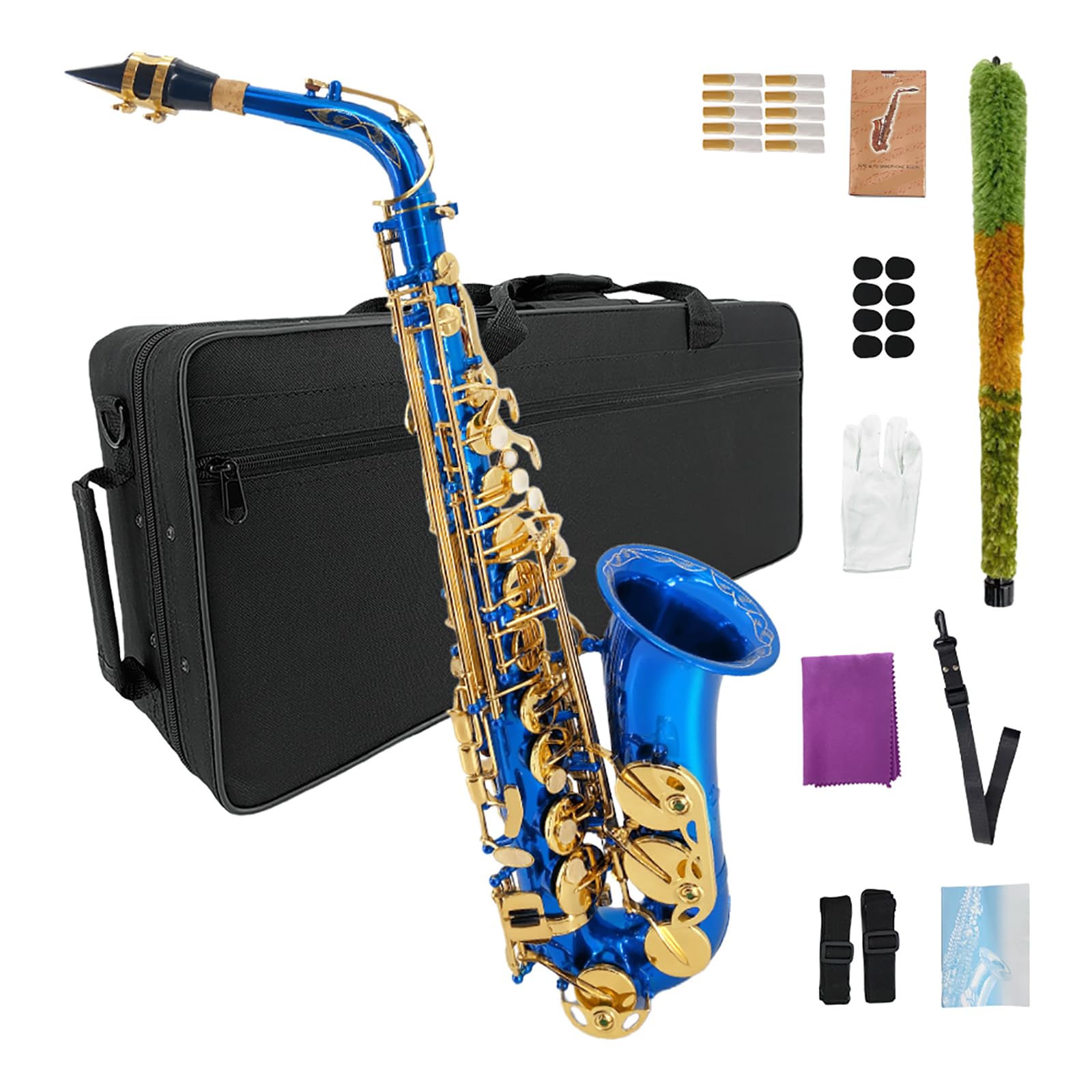Vetimobato Student Alto Saxophone E Flat for Adults Beginner to Intermediate Eb Sax Kit Gold Lacquer Full Brass Instrument with Hard Case, Mouthpiece, 10 Reeds, 8 pads, Neck strap, Cleaning Kit