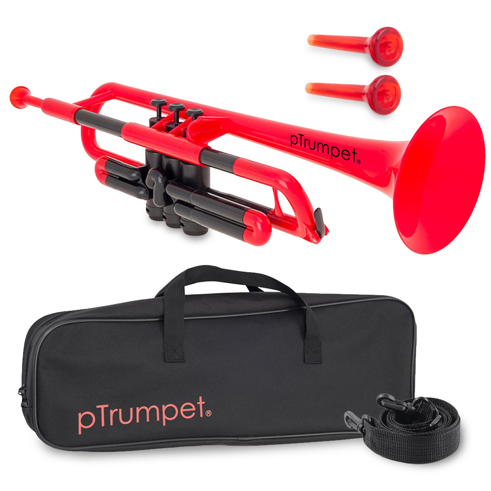 pTrumpet Bb Plastic Trumpet - Durable pInstruments Design with Ergonomic Grip - Includes 3C & 5C Mouthpieces and Carrying Bag - Authentic Sound for Students & Beginners - ABS Build - Green