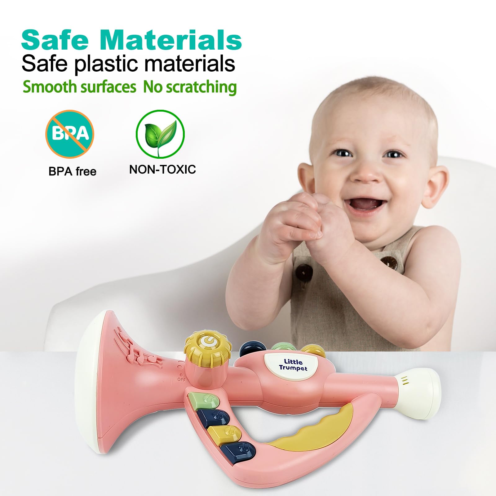 Musical Instruments Toys for Kids, Toddlers Little Trumpet and Baby Educational Toy for Girls & Boys Ages 1-3 (Blue)