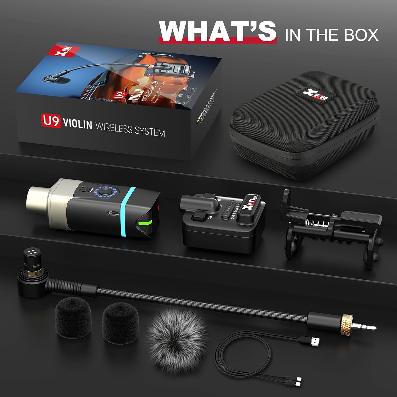 Xvive U9 Violin Wireless System with 2.4GHz Transmitter and Receiver