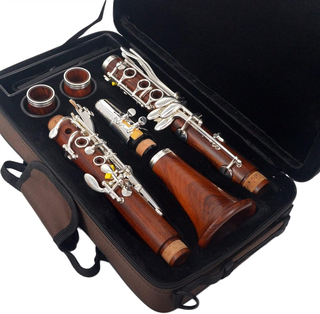 Red Wood Professional Clarinet Bb Rosewood Clarinet Silvering Keys Solid Wood SIB Klarnet Professional Clarinet