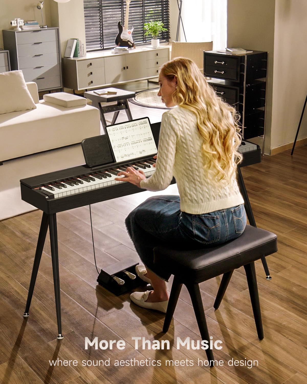 Donner OURA S100 Digital Piano with 88 Key Graded Hammer Weighted Keyboard for Beginner, Full Size Electric Piano Keyboard with Bluetooth, 3 Original Demos, LOCAL OFF, 2×10 W, Piano Three Pedal,White