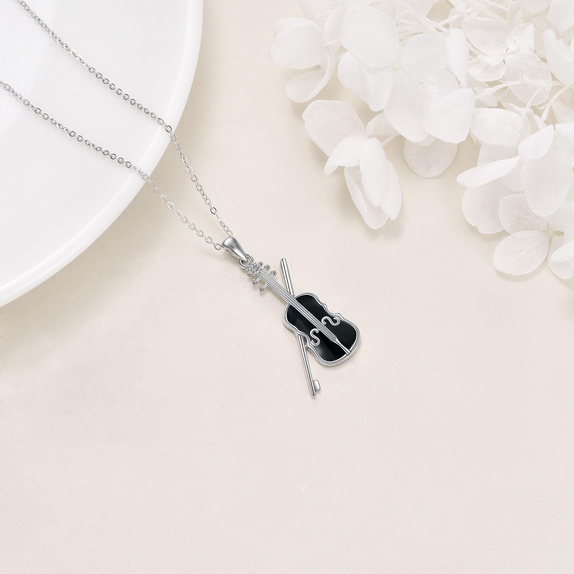 YAFEINI Violinist Cellist Gifts for Her 925 Sterling Silver Cello Violin Pendant Necklace Music Jewelry for Women Birthday Christmas Gifts