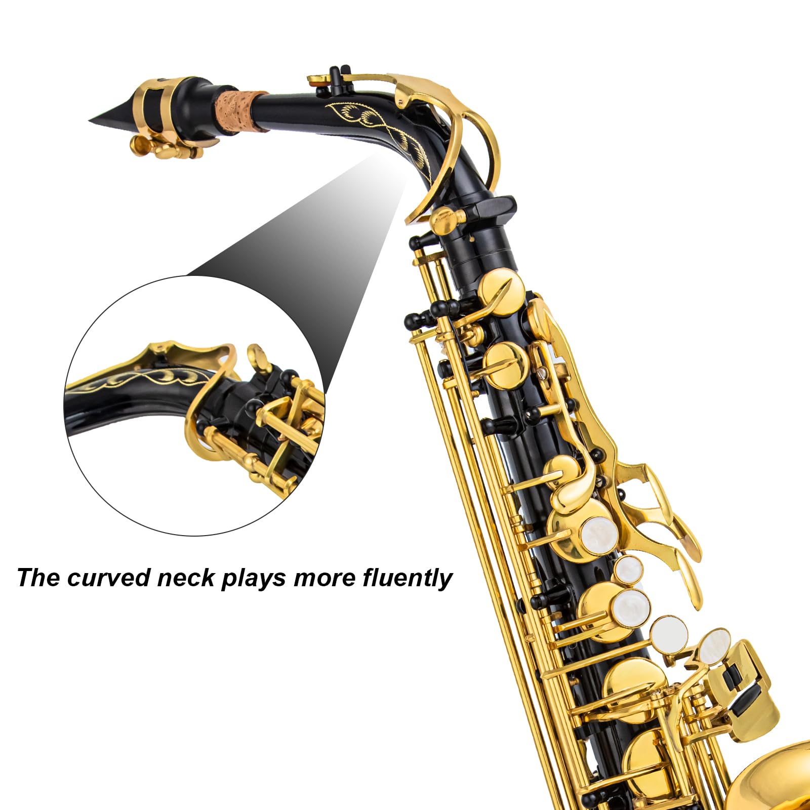 Alto Saxophone Eb beginner Saxophone includes brush canvas suitcase glove whistle piece cork plaster wipe cloth neck strap and other accessories (Gold)