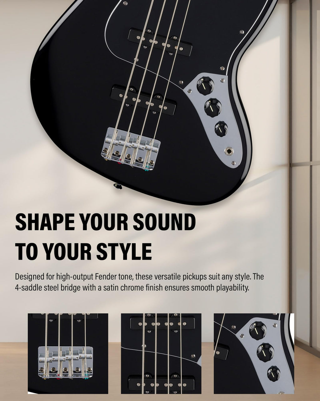 Fender Standard Jazz Bass - Olympic White Bundle with Strap, Guitar Cleaning Kit and Austin Bazaar Instructional Video