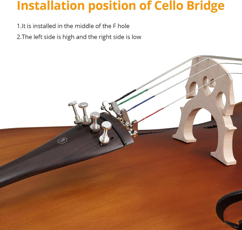 Full Size Acoustic Cello Kit for Adults,Beginners,Complete 4/4 Cello Set with Portable Bag, Bow, Rosin,Matte Natural