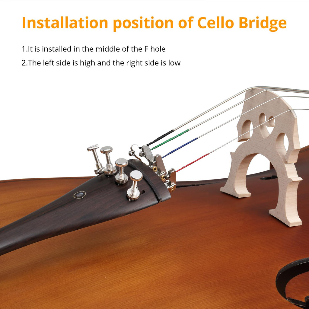 4/4 Full Size Cello Set,Professional Handmade Solid Wood Acoustic Cello with Portable Bag,Bow,Rosin,Cello Musical Instrument for Beginners & Adults (Natural)