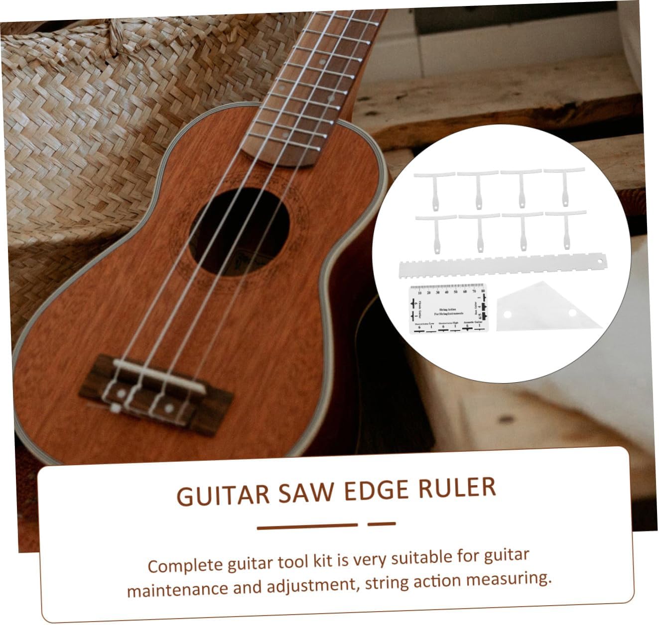 Kisangel 12pcs Guitar Tool Kit Luthier Tools Set Action Gauge String Action Ruler Fret Ruler for Guitar Maintenance