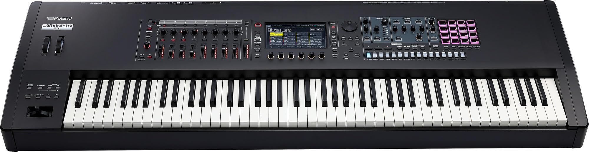 Roland Fantom 8 EX 88-Key Workstation Keyboard Synthesizer Bundle with Adjustable Stand, Sustain Pedal, Online Piano Lessons, Instructional DVD, and Austin Bazaar Polishing Cloth