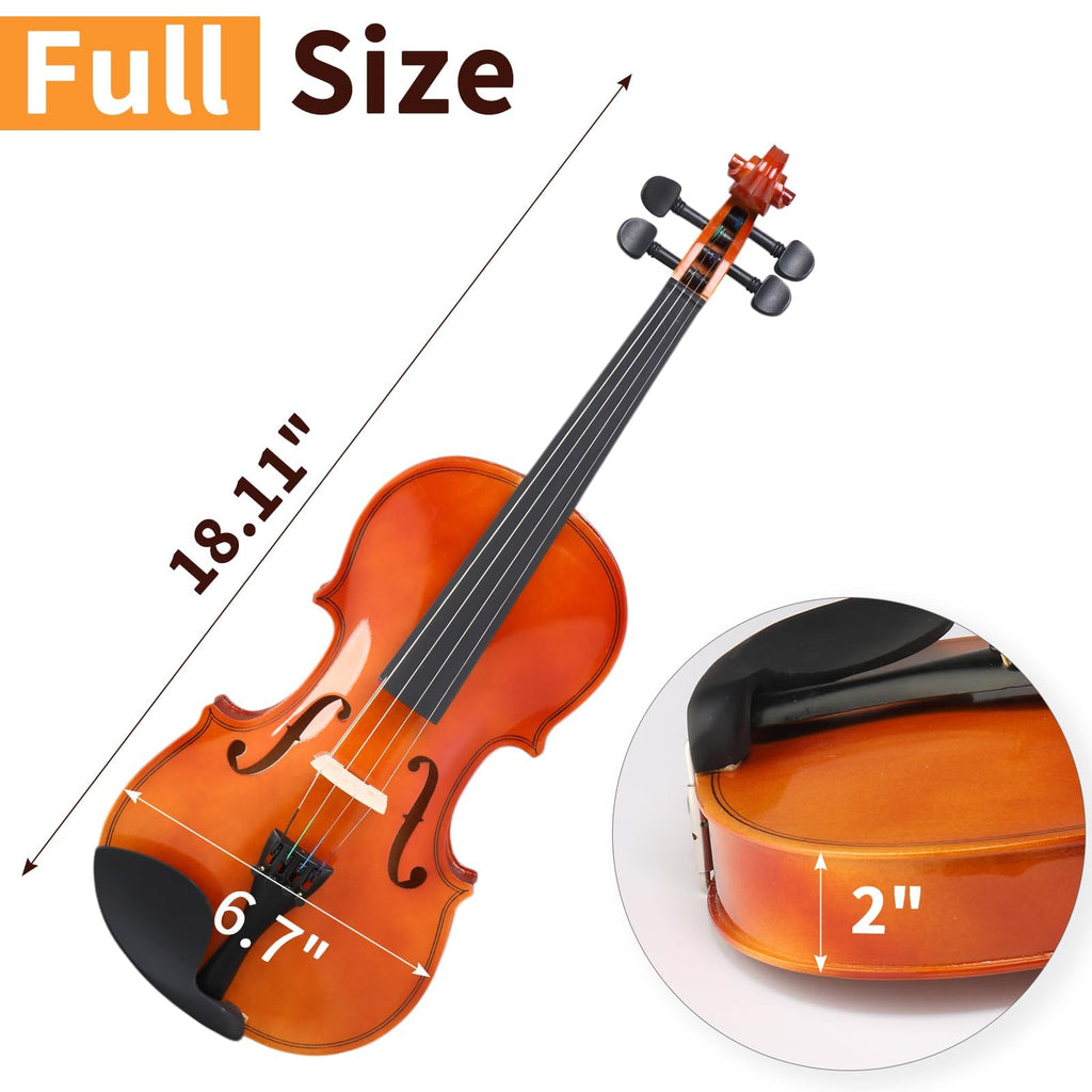 4/4 Full Size Beginner Violin, Acoustic Fiddle Set for Adults, Teens, and Students (Age 12+), with Case, Bow, Bridge, and Rosin (Pink)