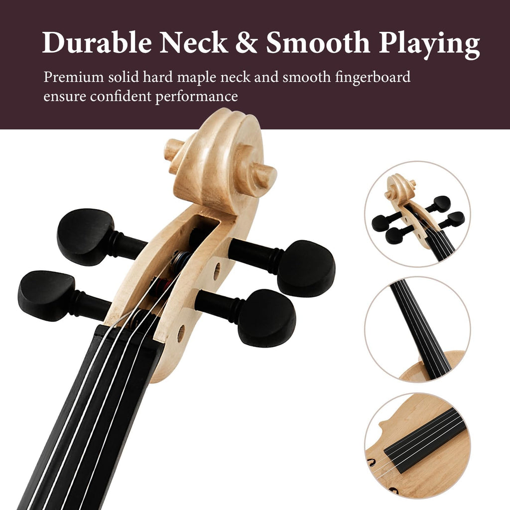 Beginner Violin 4/4, Full Size Violin for Adults, Teens, Student, Acoustic Fiddle Kit with Hard Case,Tuner,Mute,Shoulder Rest,Extra Strings,Cleaning Cloth,Learners Age 12+ (Reddish Brown)