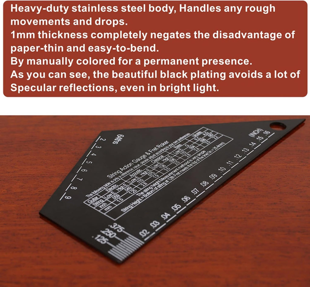 Guitar String Action Gauge String Height Ruler Guitar Fret Rocker Fret Leveling Guide High Precise Guitar Luthier Tool