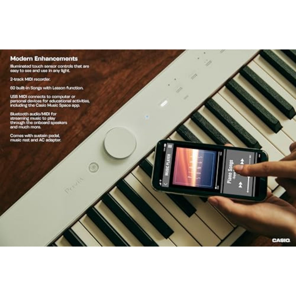 Casio Privia PX-S1100 – 88-Key Touch-Responsive Weighted Digital Piano | Ultra-Portable | Superior Sound | German Grand Tone, Bluetooth, Casio Music Space App | Mellow Beige