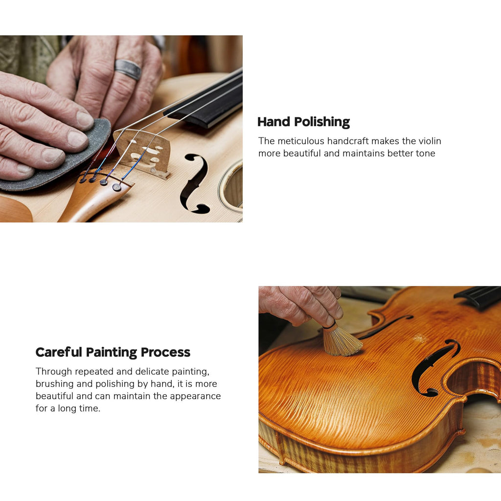AW Solid Wood Violin 4/4 Full Set Fiddle Beginner Violin Full Size Stradivari Copy Style with Carry Case Bow Rosin Shoulder Rest for Student Adults Starter Kit