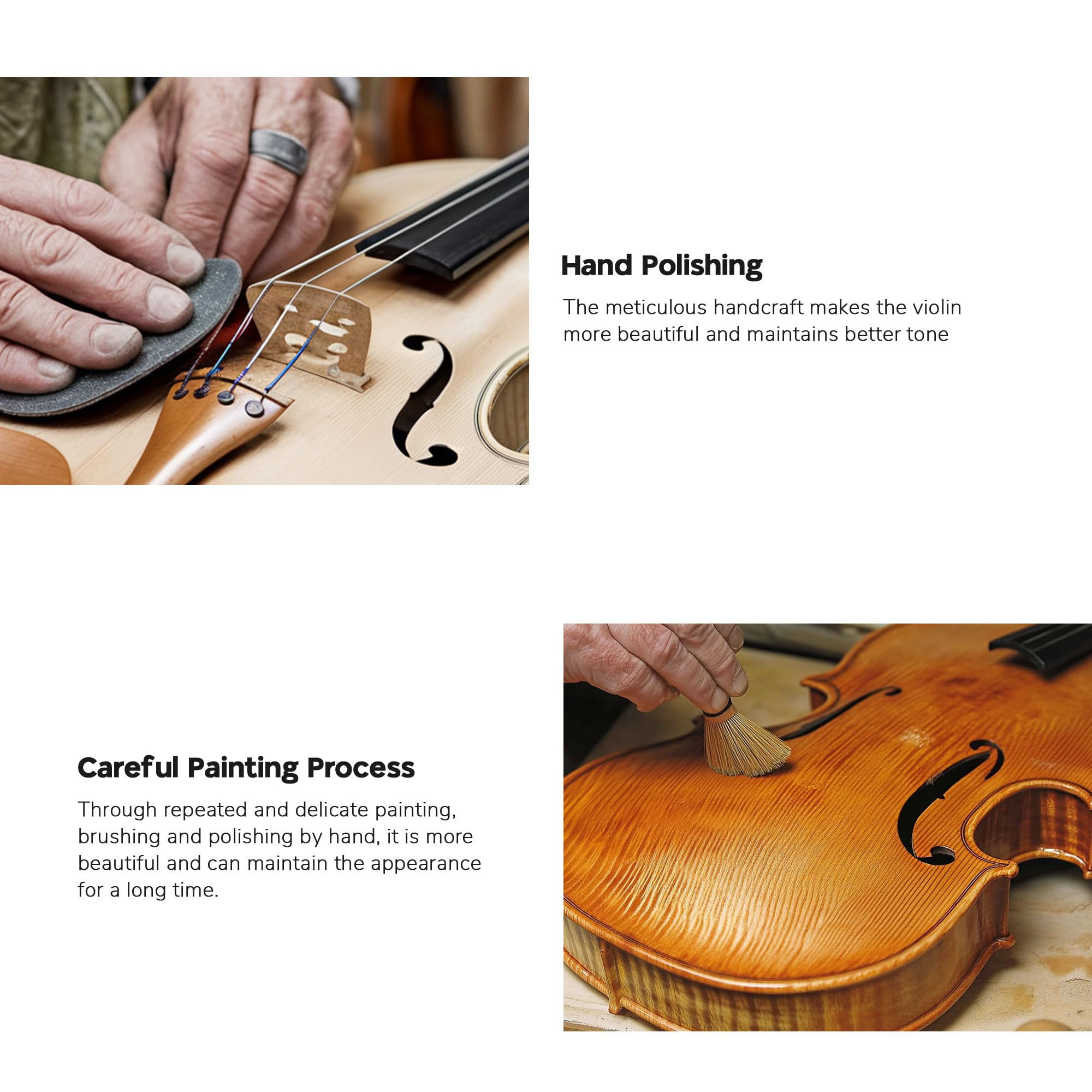 AW Solid Wood Violin 4/4 Full Set Fiddle Beginner Violin Full Size Stradivari Copy Style with Carry Case Bow Rosin Shoulder Rest for Student Adults Starter Kit