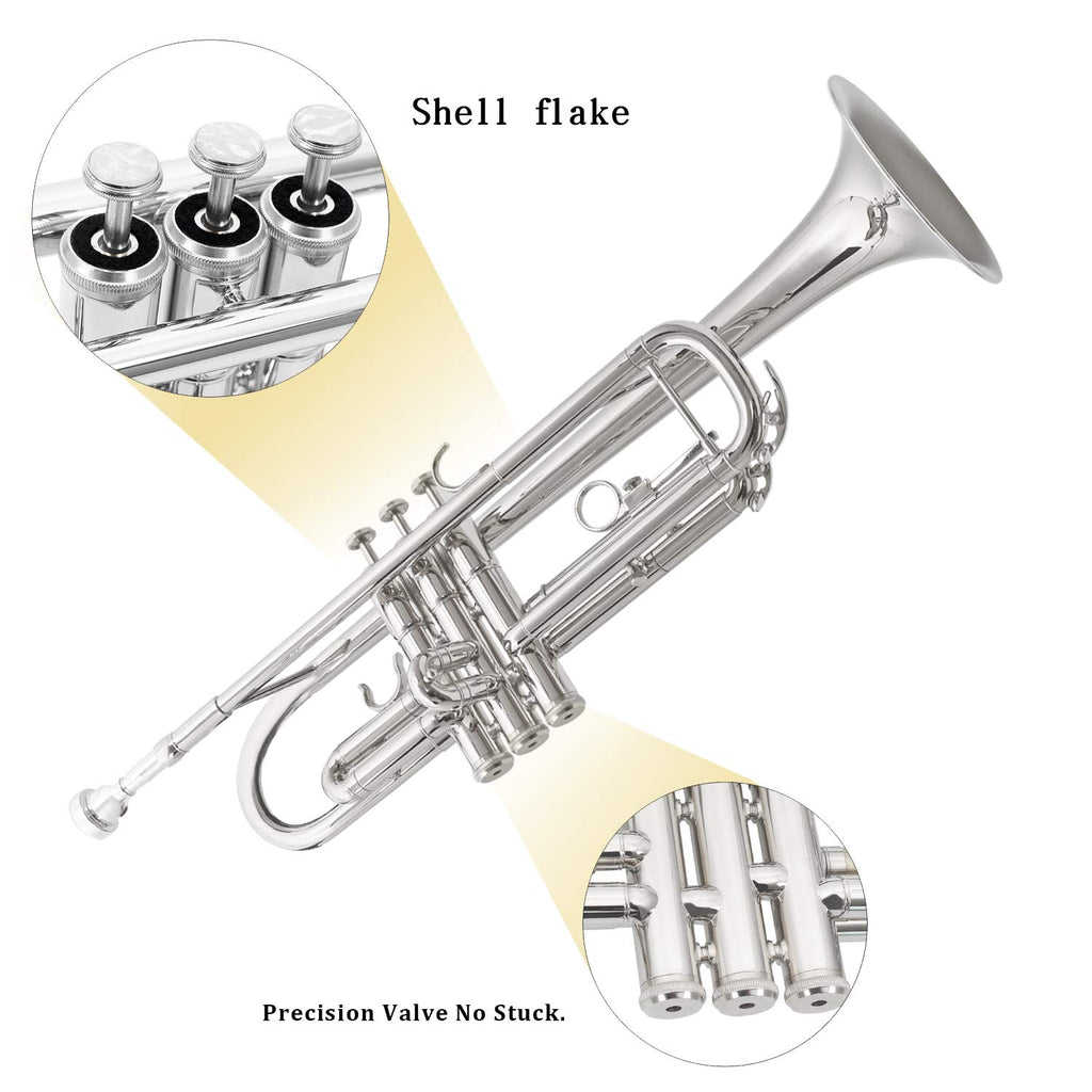 EASTROCK Bb Trumpet Standard Trumpet Set with Carrying Case,Gloves, 7C Mouthpiece, Cleaning Kit, Tuning Rod (Red Antique)