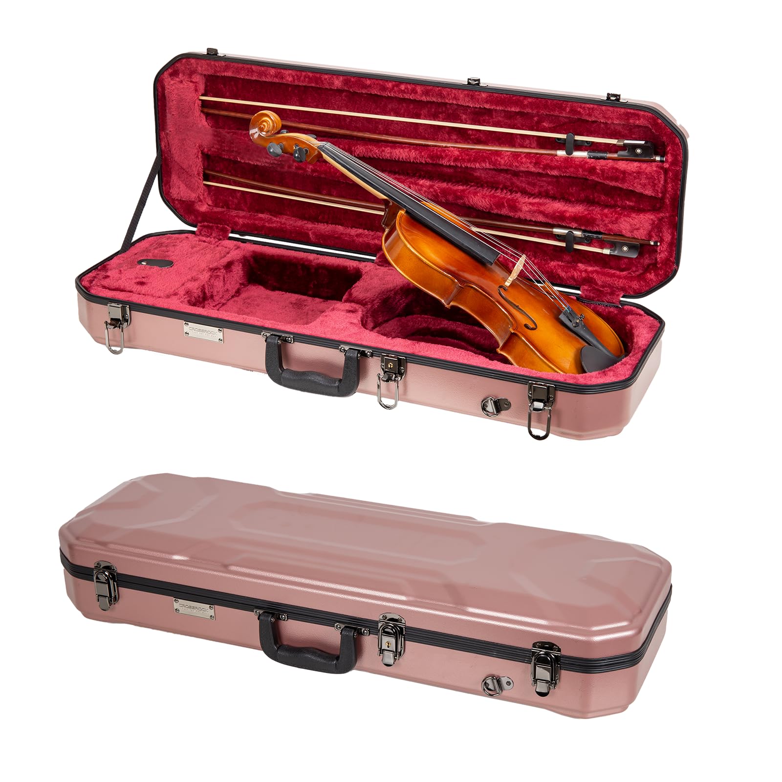 Crossrock Shaped Violin Case for 4/4 Full-Size Violin | Interior Accessory Compartment, 2 Bow Holders, Security Lock, Detachable Shoulder Straps - Black (CRA880VFBK)