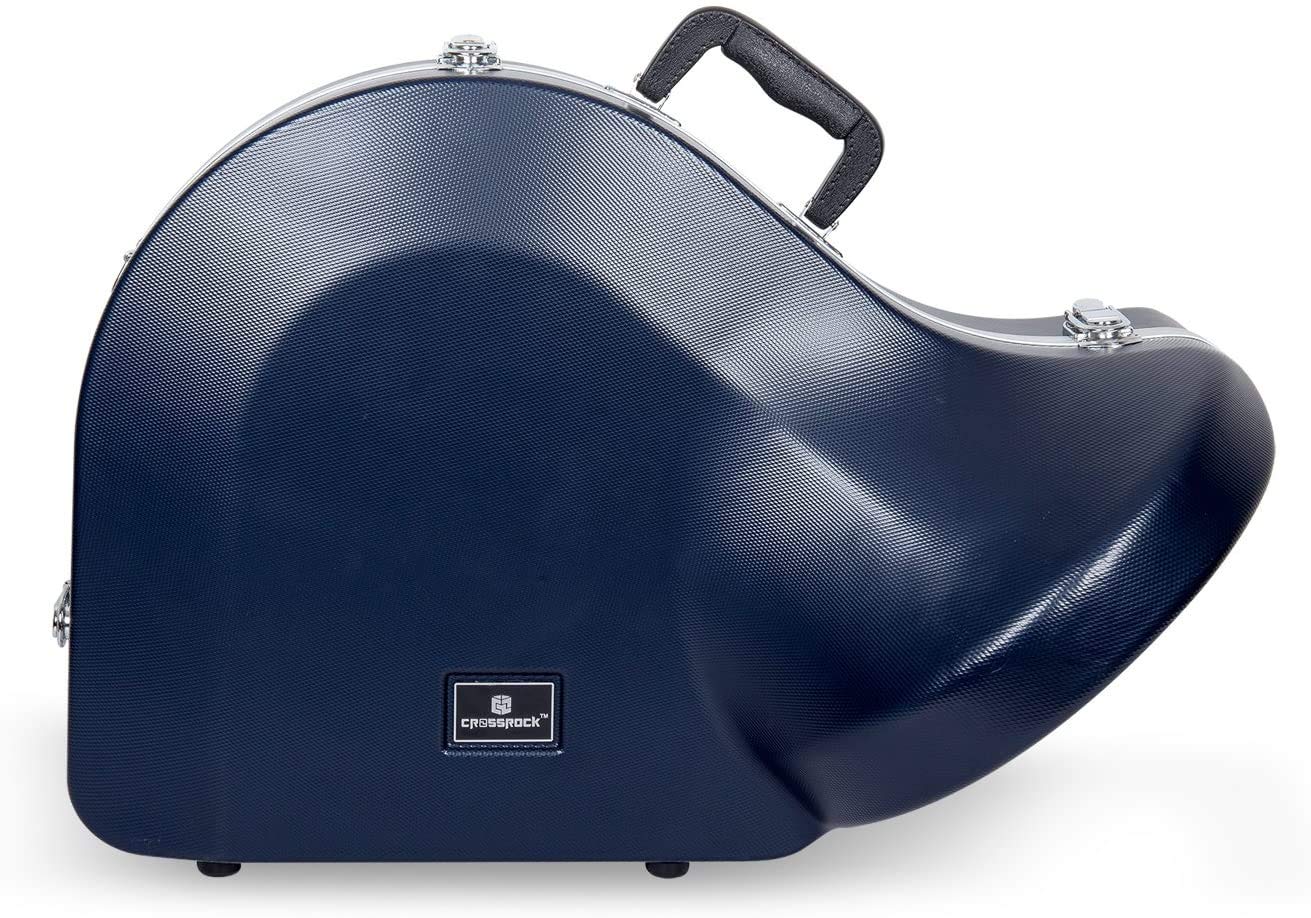 Crossrock Trumpet Case for Bb Horn | Textured Blue Finish with Velvet Interior, Security Lock, Metal Feet & Detachable Strap (CRA861TRBL)