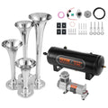 VEVOR 4 Trumpet Air Horn Kit, 150dB Train Horns for Pickup Trucks, 12V 120 psi Air Compressor 0.8 Gal/3 L Tank with Gauge for Any 12V Vehicle Car Truck Train Van Boat