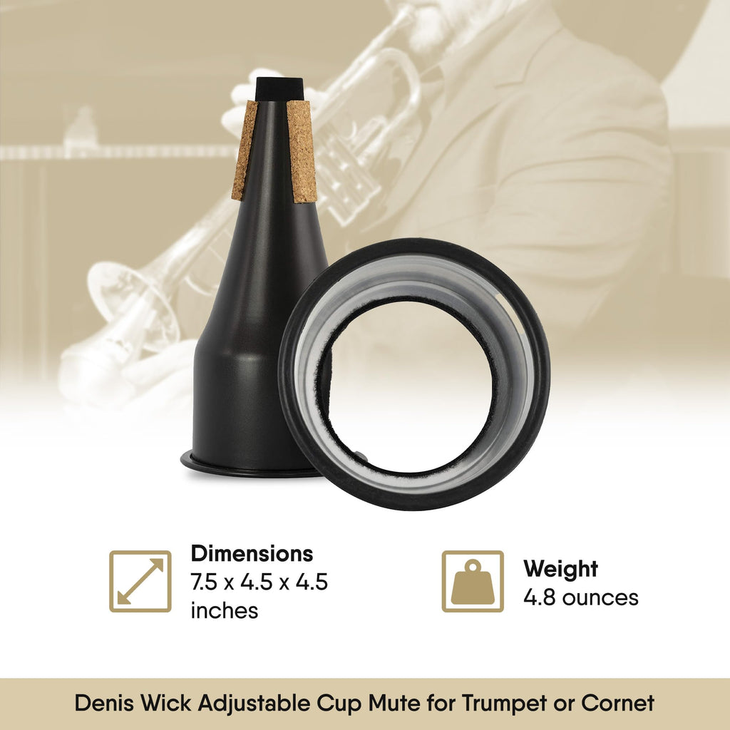 Denis Wick Straight Mute for Trumpet or Cornet, 5504 - Hand-Spun Aluminum Mute with Natural Cork - Brilliant Tone, Reliable Intonation & Tight-Bell Fit for Performance - 6.1 x 3.4 x 3.4 In, 2.26 oz