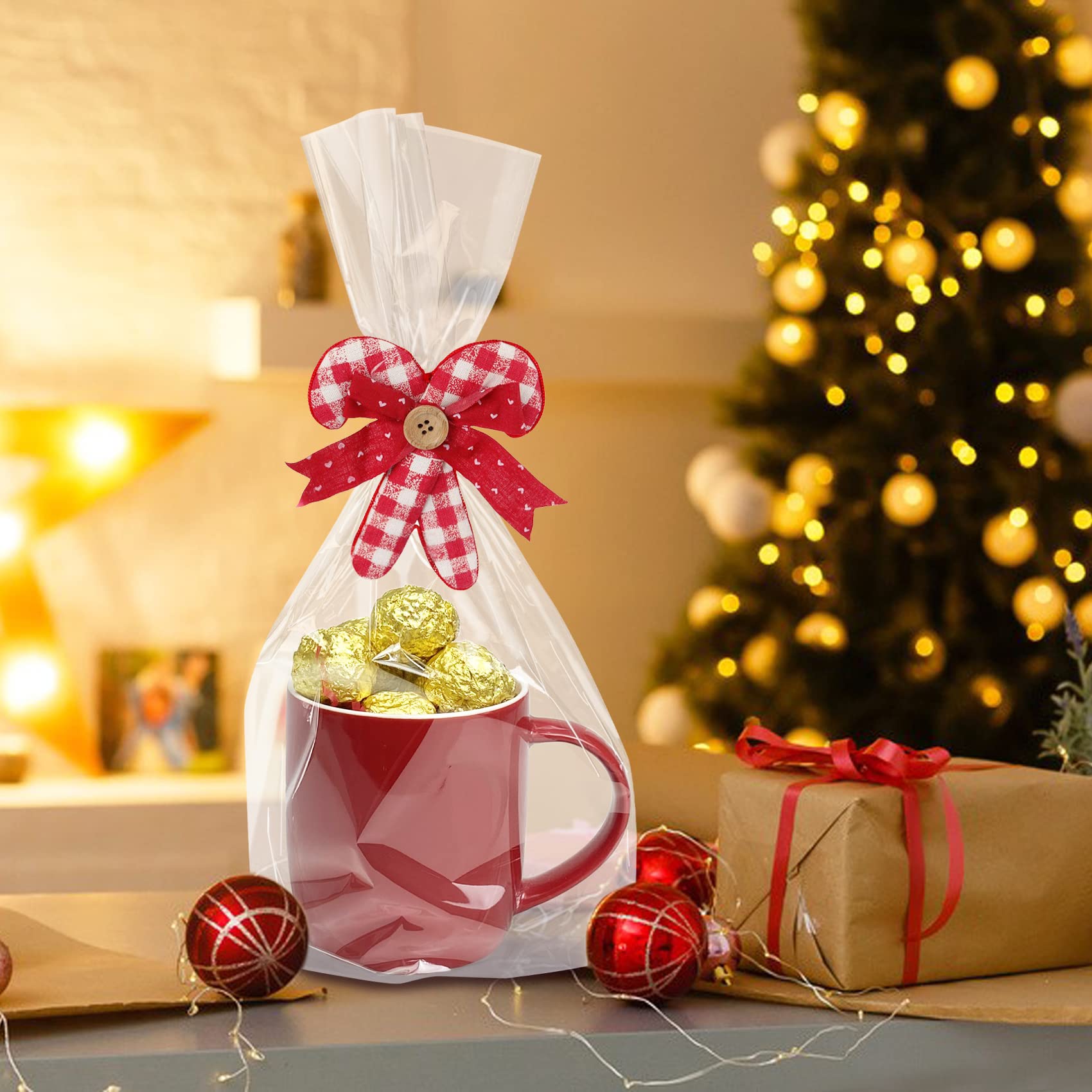 Morepack Large Cello/Cellophane Bags,30x 40 Inches Clear Basket Bags OPP Plastic Cellophane Wrap for Gift Baskets Packaging 20 Pieces (No Bow or Ribbon Included)