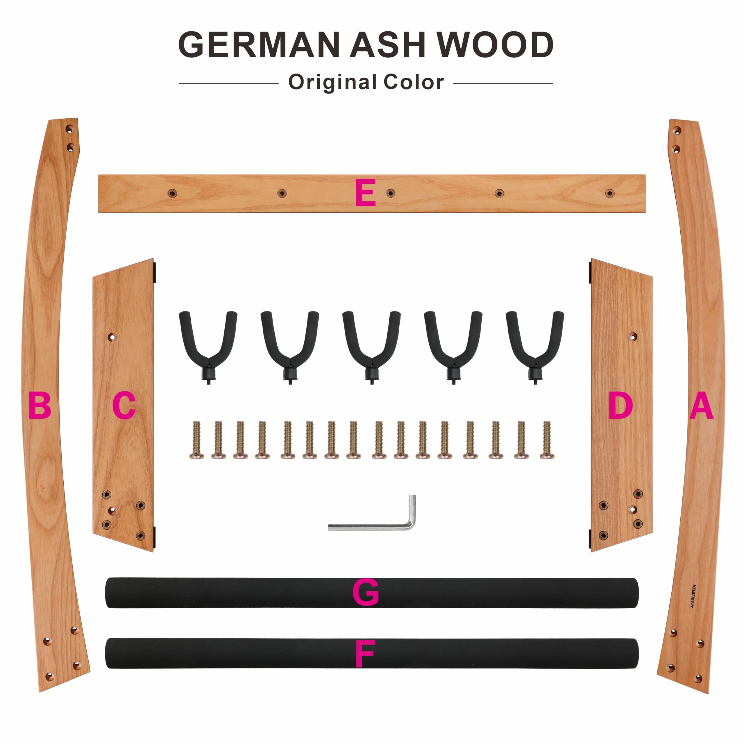 Nefelibata Guitar Stands 5 Wooden Guitar Rack Floor for Guitars and Cases, Electric, Acoustic, Bass Guitars, Cellos, German Ash