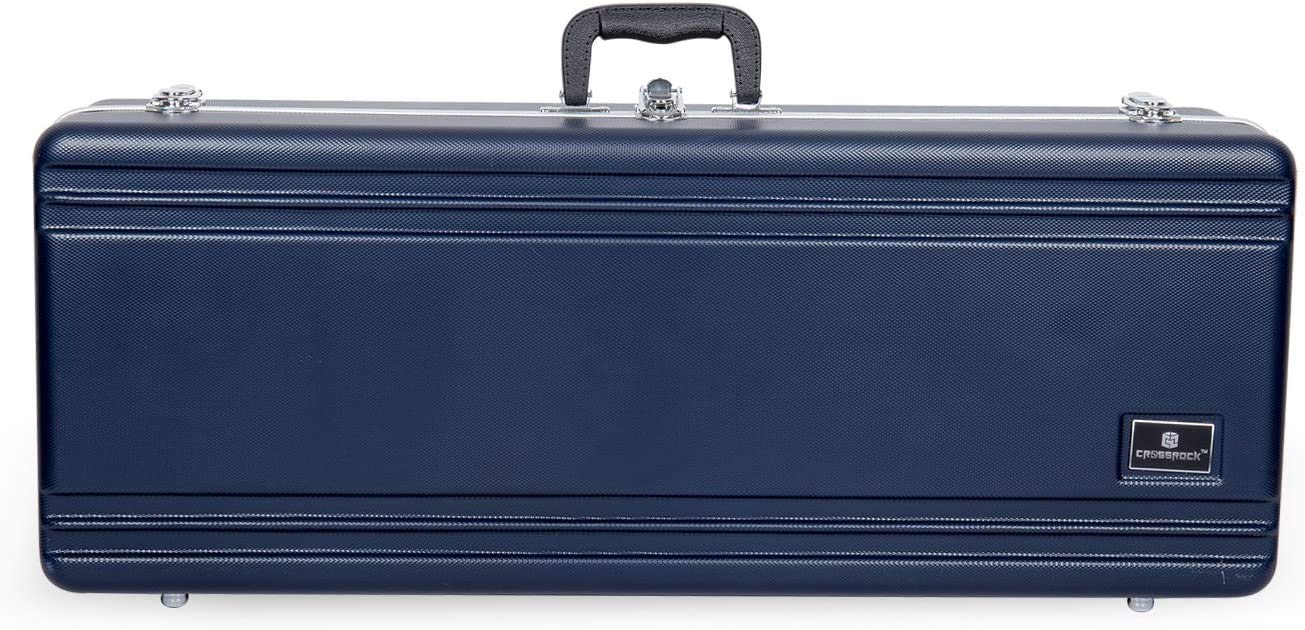 Crossrock Trumpet Case for Bb Horn | Textured Blue Finish with Velvet Interior, Security Lock, Metal Feet & Detachable Strap (CRA861TRBL)