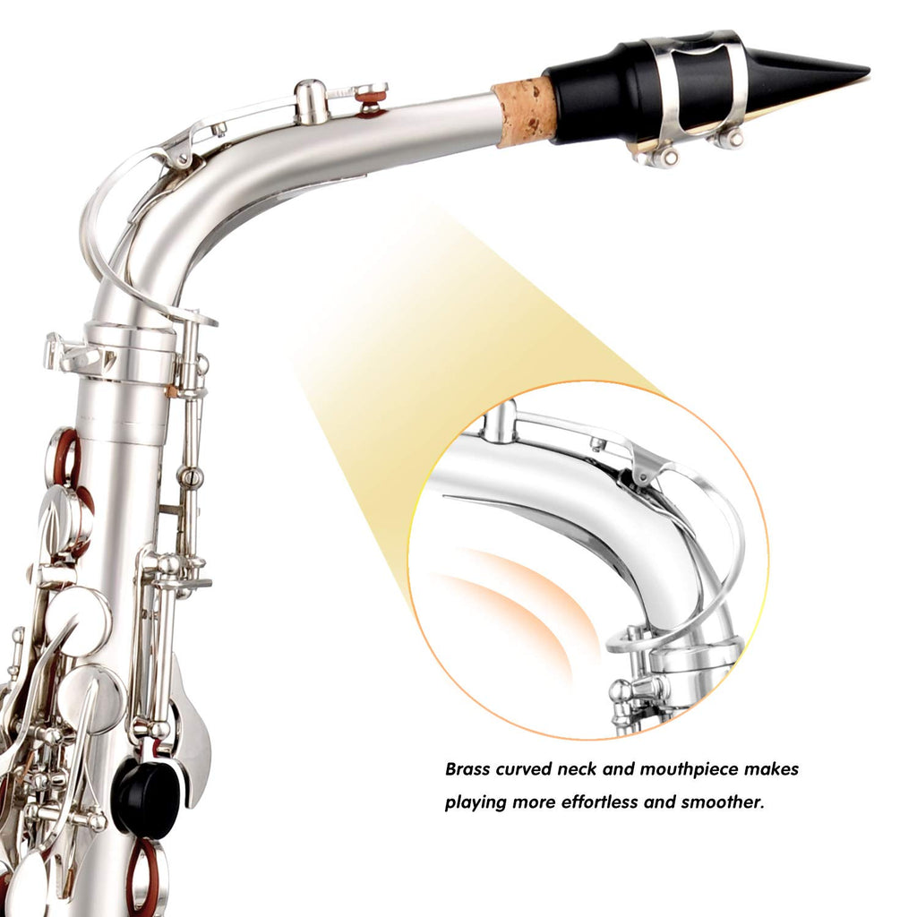 EASTROCK Black/Golden Alto Saxophone E Flat Sax Full Kit for Students Beginner with Carrying Case,Mouthpiece,Mouthpiece Cushion Pads,Cleaning Cloth&Cleaning Rod,White Gloves,Neck Strap