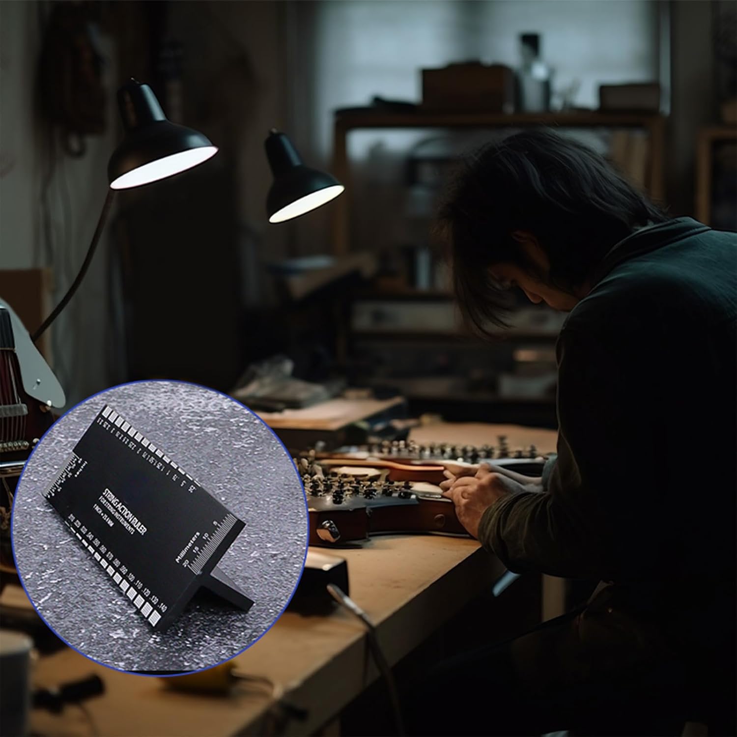 Guitar Set Up Repairing Luthier Tool for Guitars Ukulele Banjos, Guitars String Action Gauge Ruler Height Gauge String Action Ruler