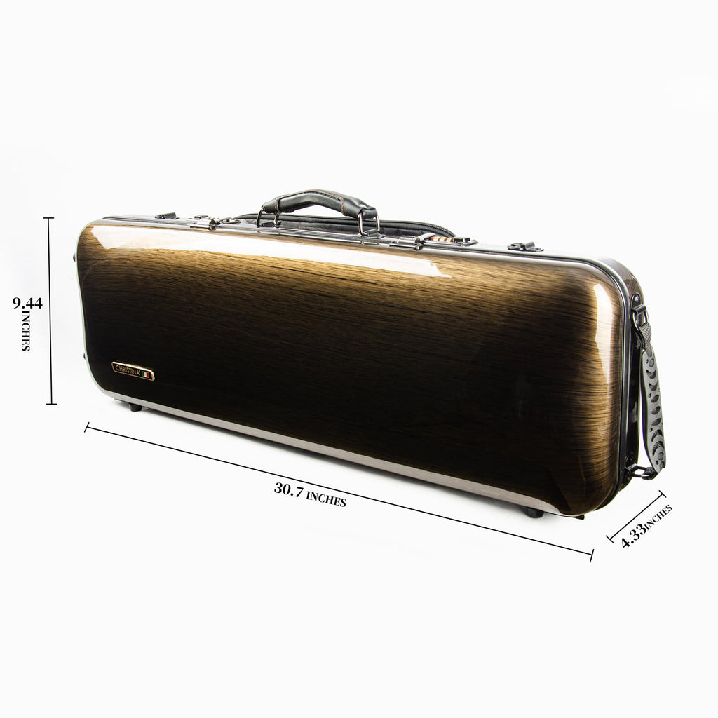 Christina 4/4 Full Size Violin case High-Strength Carbon Fiber Rectangular Violin Music Bag With Combination Lock and Extra Bag White Violin Hard Case (VB-Square-White Stripe spot)