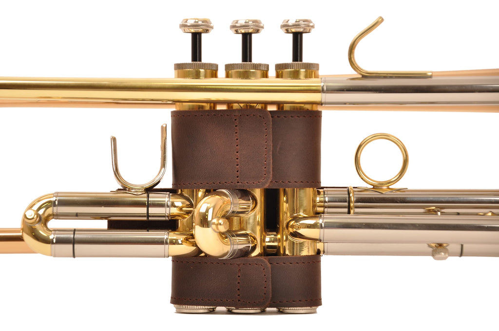 Trumpet Valve Guard XL Genuine Leather Protection Trumpet Valve Cover Valve Wrap (Green)