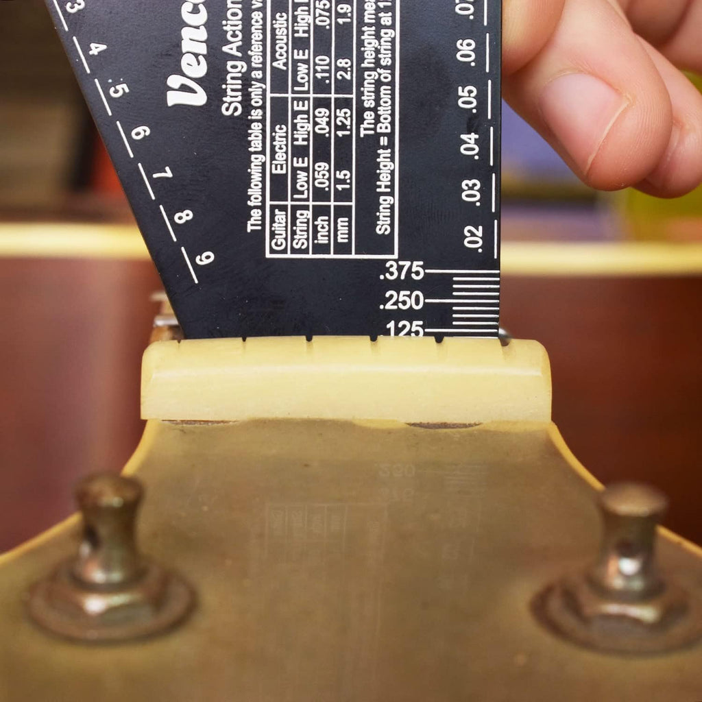 Guitar String Action Gauge, String Height Ruler, Guitar Fret Rocker, Fret Leveling Guide, Buzzing Fret Catcher, 1mm Thickness, Laser Etching, High Precision Graduations,Luthier Tools