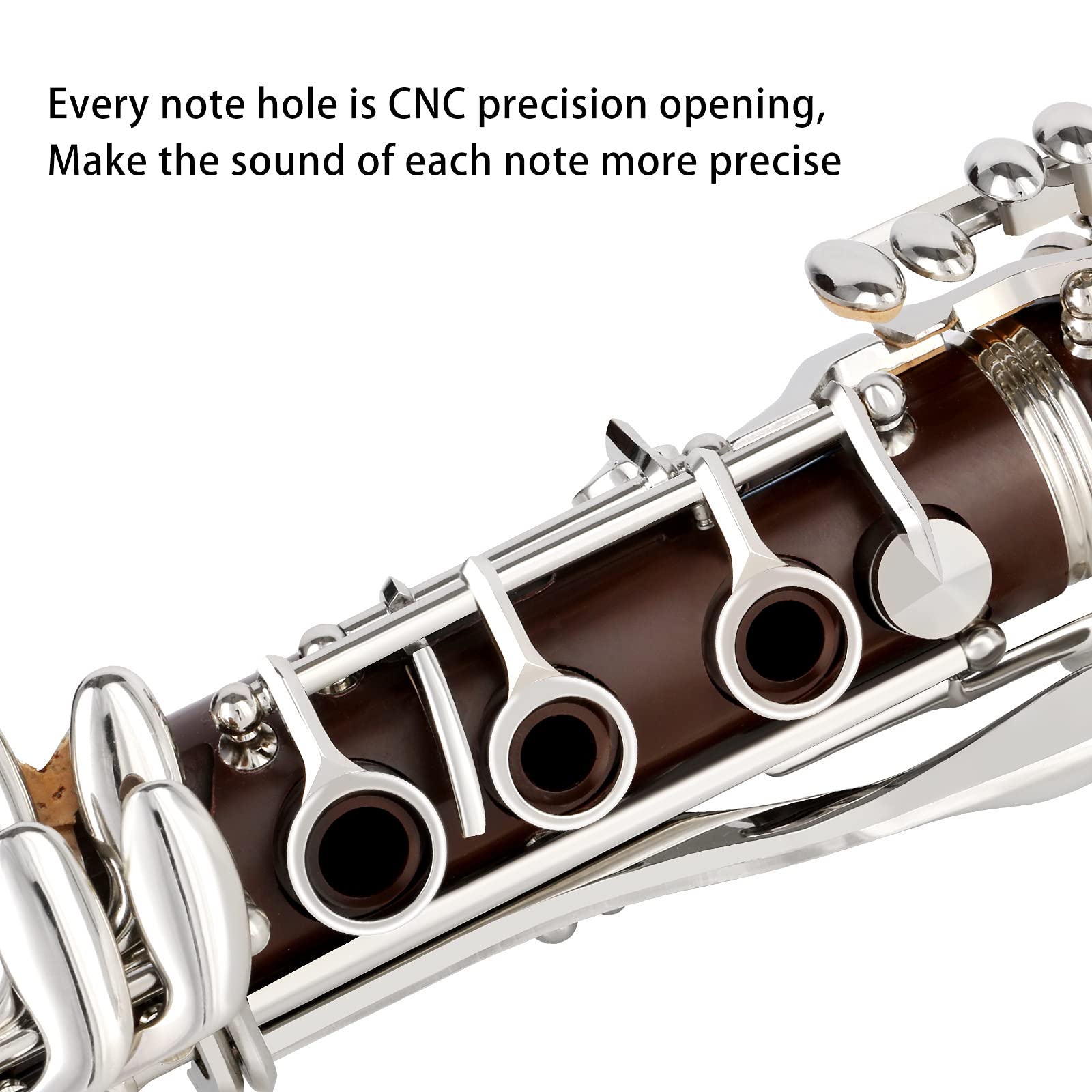 EASTROCK Bb Clarinet 17 Keys ABS Material Wide Range of Tones Particularly Beginner & Students-friendly with Using Tools and 2 Replaceable Barrels
