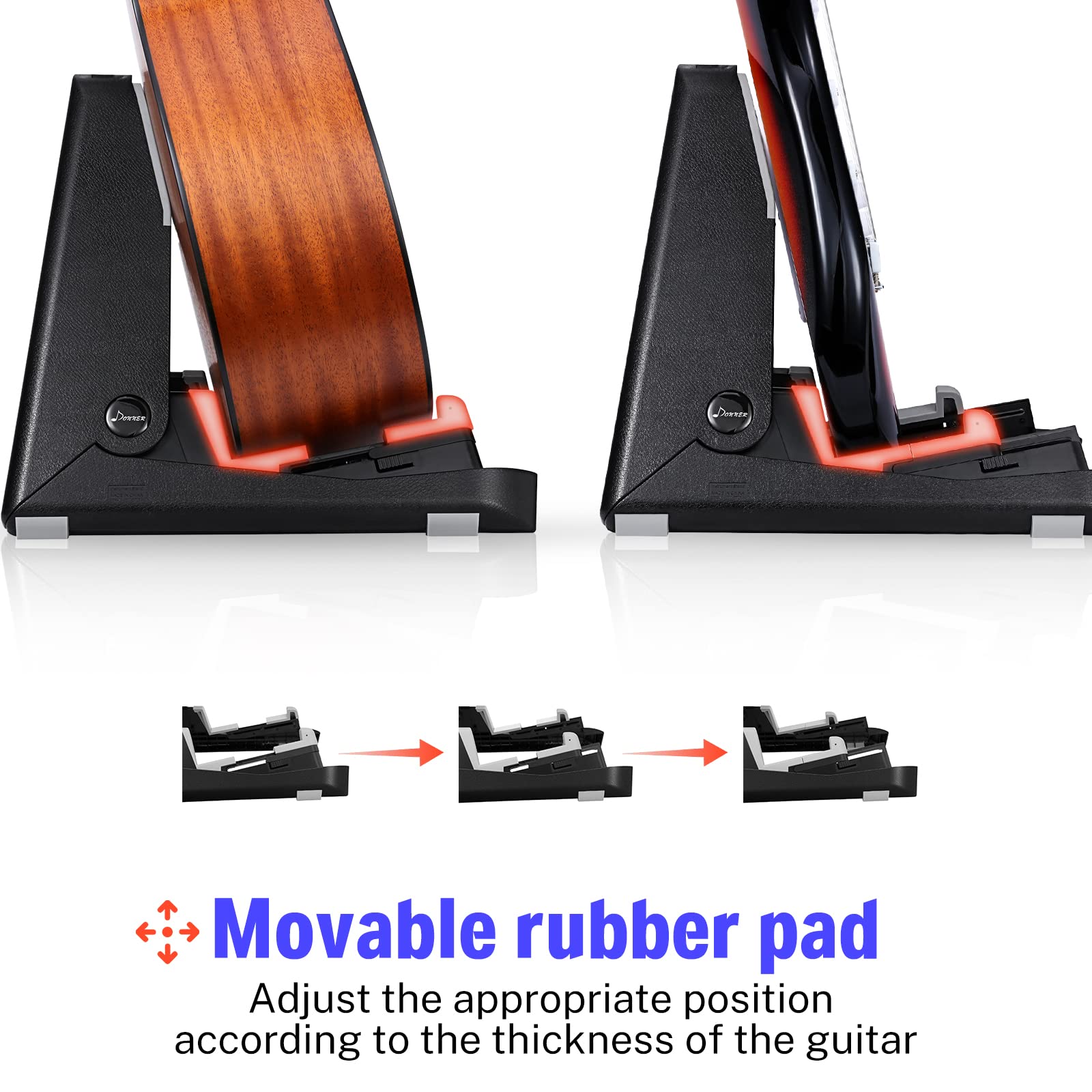 Donner Wood Guitar Stand, Acoustic Electric Wooden Guitar Floor Stand, A Frame Folding Guitar Holder Adjustable for Bass, Cello, Mandolin, Banjo, Ukulele