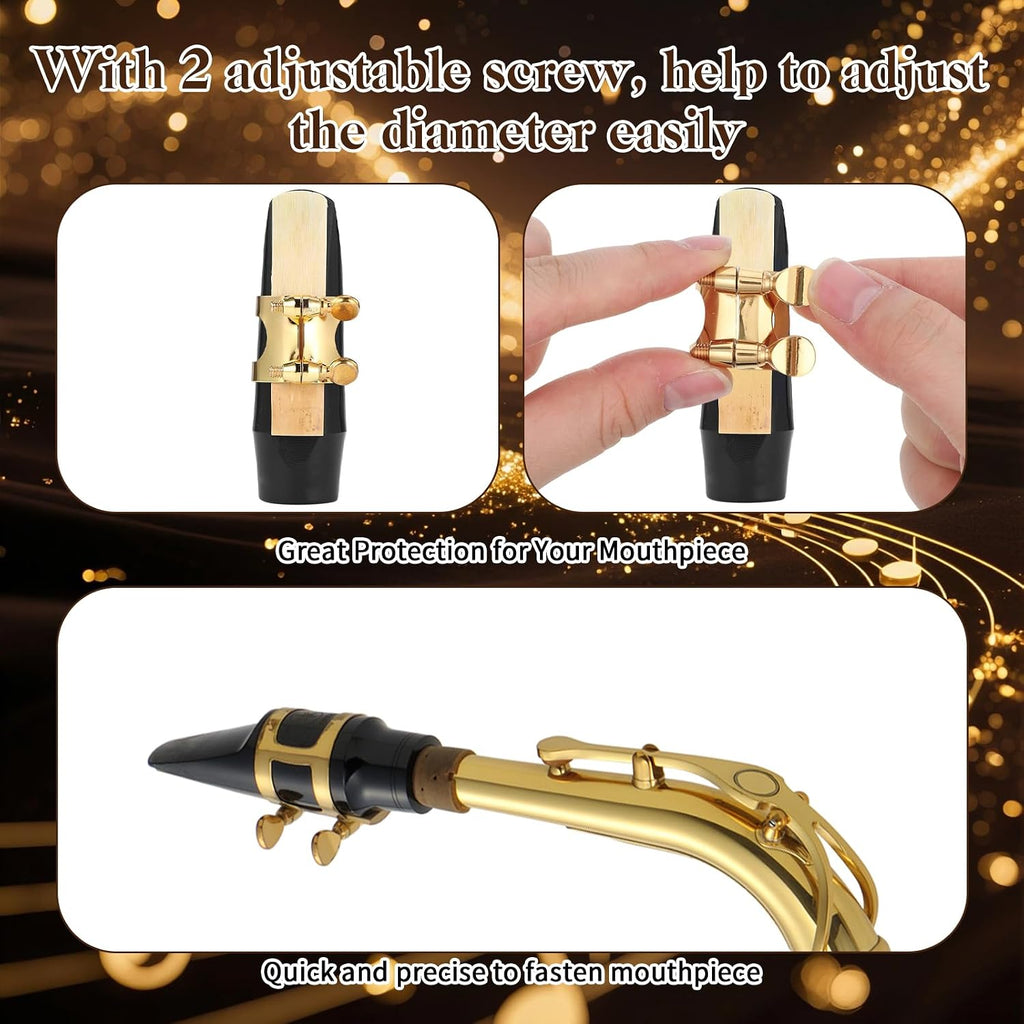 Alto Saxophone Ligature, Double Screws Saxophone Gold Fastener | Alto Sax Ligature Alto Sax Mouthpiece Ligature with Adjustable Screw