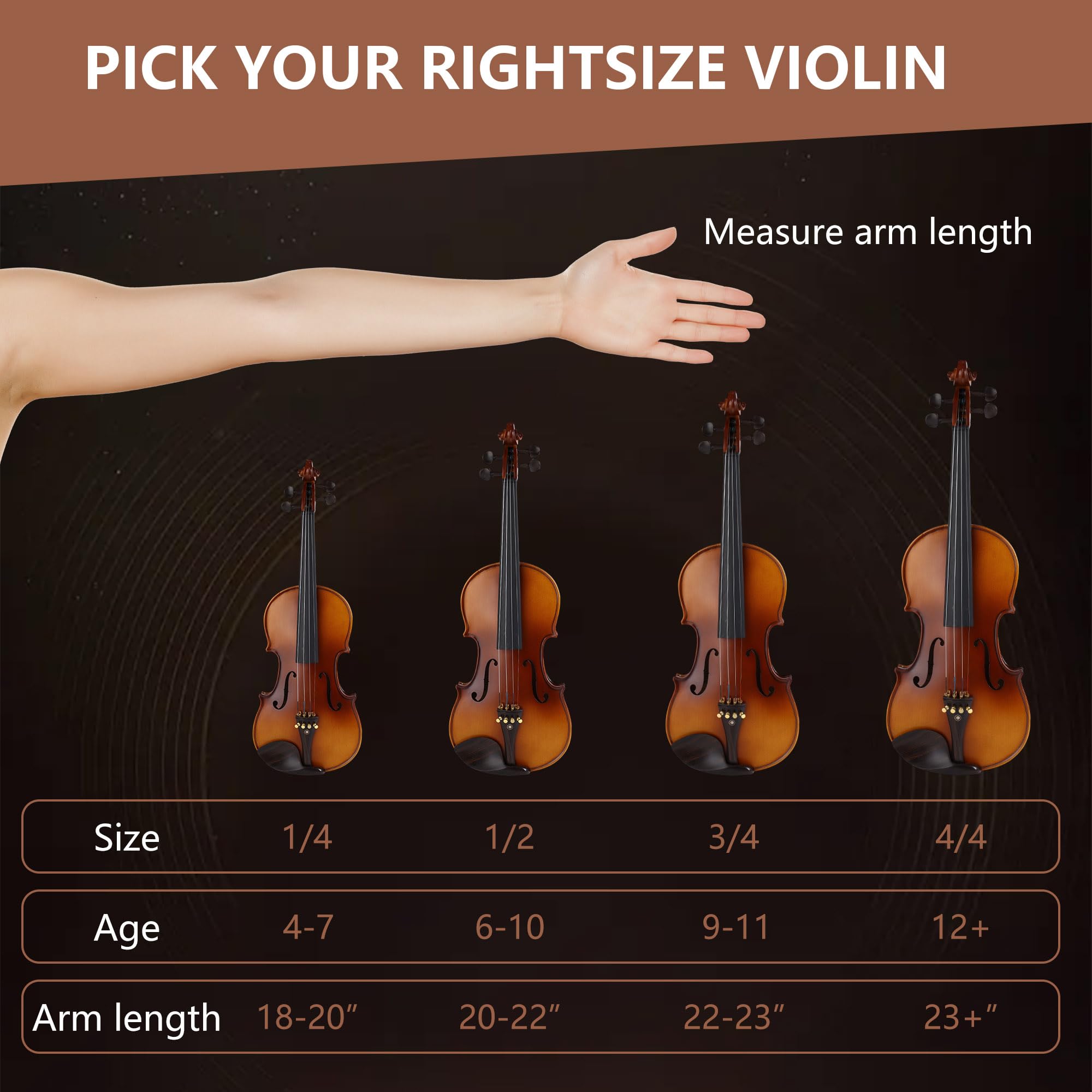 Violin 4/4 Full Size,Beginner Violin For Kids,Students,Adults,Fiddle Set with Hard Case,Bow,Rosin,Shoulder Rest,Tuner,Extra Strings,Bridge,Fingerboard Stickers