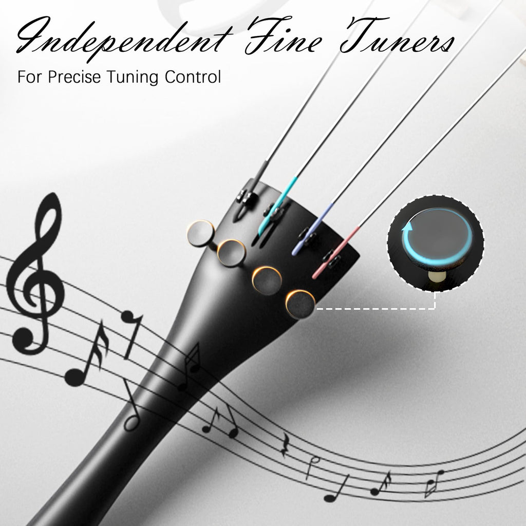 Cello 4/4 Kit, Full Size Cello for Adults, Students, Beginners, Complete Acoustic Cello Instrument Set with Portable Bag, Bow, Rosin, Black