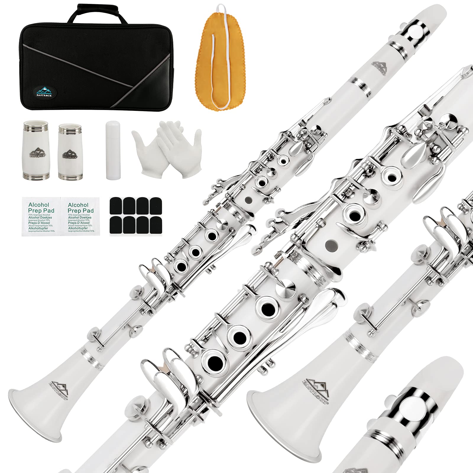 EASTROCK Bb Clarinet 17 Keys ABS Material Wide Range of Tones Particularly Beginner & Students-friendly with Using Tools and 2 Replaceable Barrels