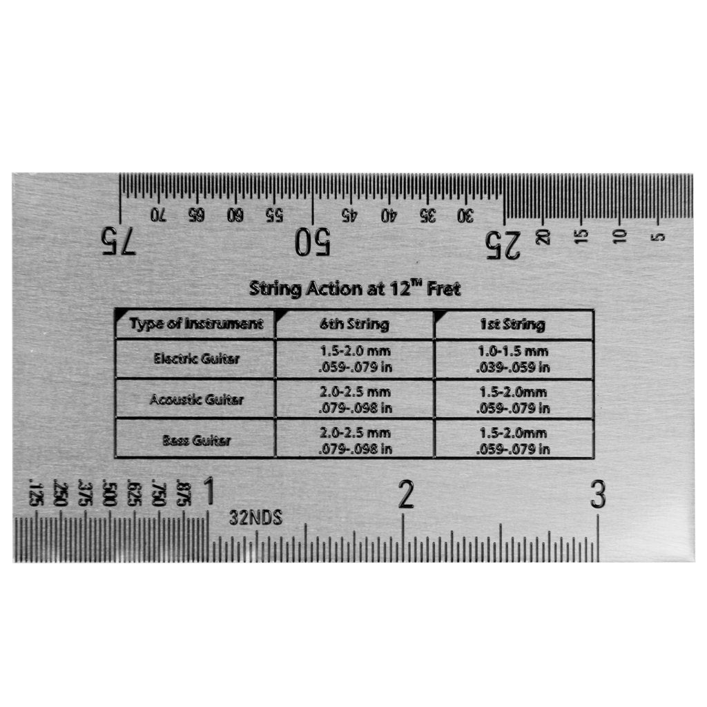 Alnicov Stainless Steel String Action Ruler Guitar Setup Gauge Luthier Measuring Tool with User Guide for Electric, Acoustic Bass Guitars
