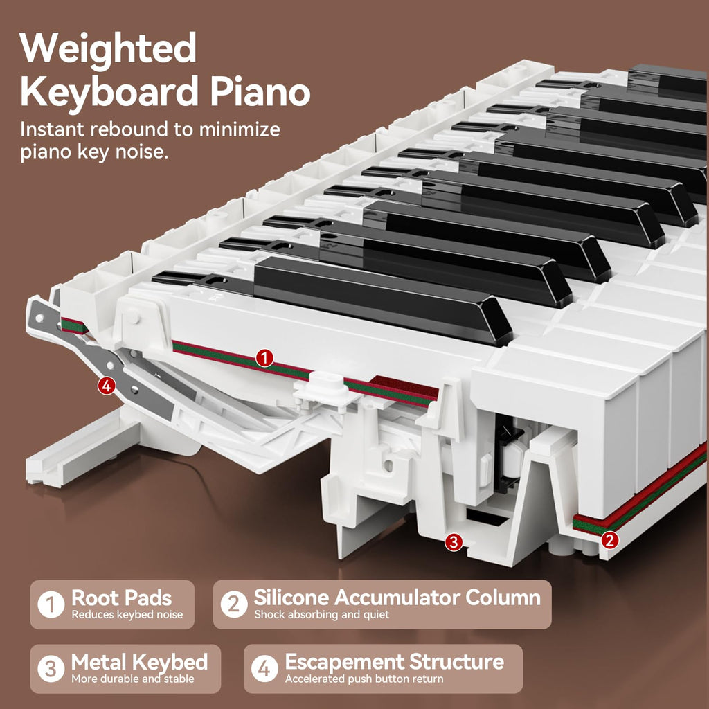 88 Key Digital Piano for Home Studio, with Weighted Hammer Action Keys, Professional Triple Pedal, USB-MIDI Connectivity, Includes Power Adapter, Stand & Headphone Jack, Black